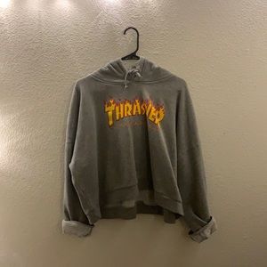 Grey thrasher crop hoodie